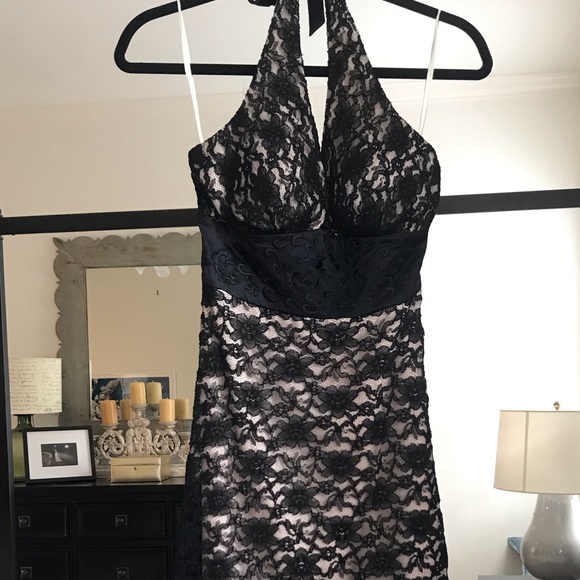 Black Lace Halter Dress Size 4 - Picture 1 of 8